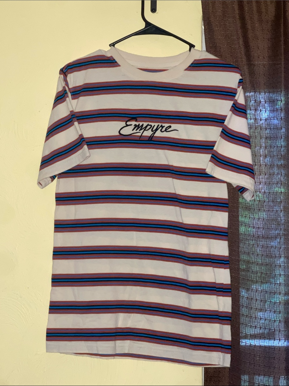 Empyre White Multicolor Striped Logo Tee